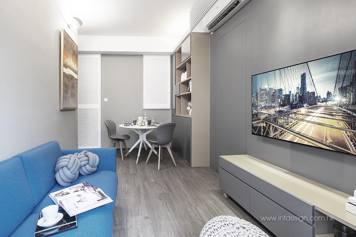 Artemide Mesmeri wall lamp installed in Double Cove Starview Prime's Living Room