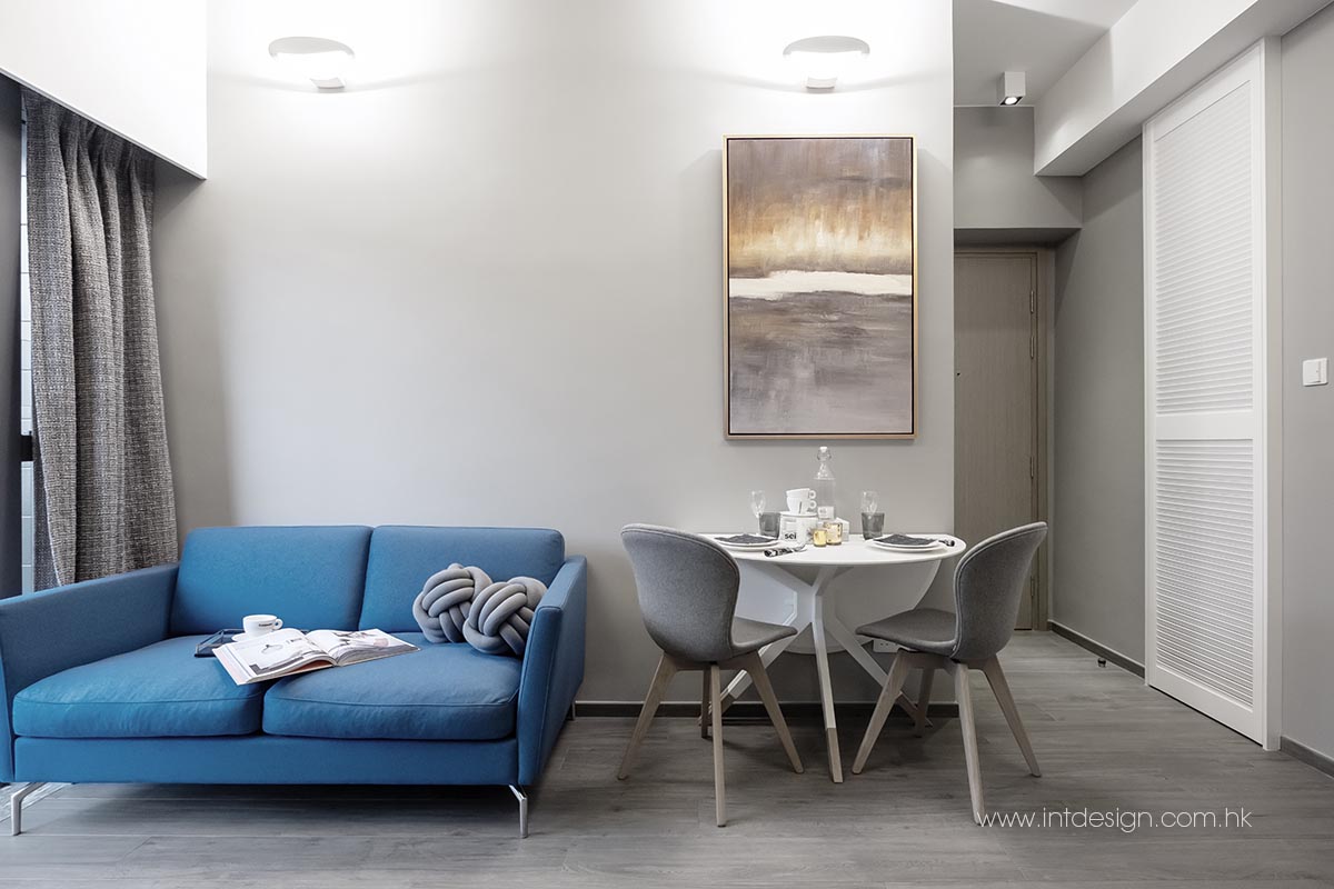 BoConcept Blue Sofa in Double Cove Starview Prime's Living Room